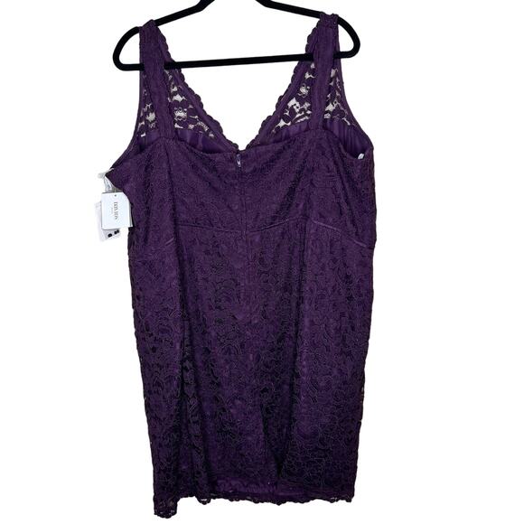 David's Bridal Tank Dress 26 Plus Size Purple Plum Lace Mini V-Neck Bridesmaid - Picture 3 of 9